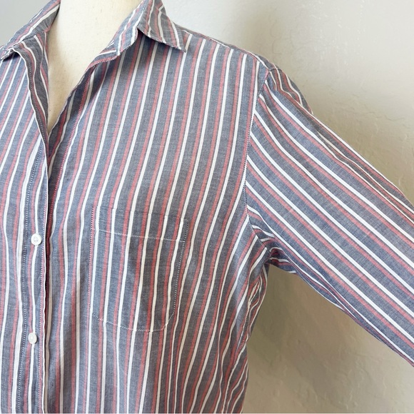 Anthropologie Striped Button Down Shirt - Blue and White - Picture 5 of 14